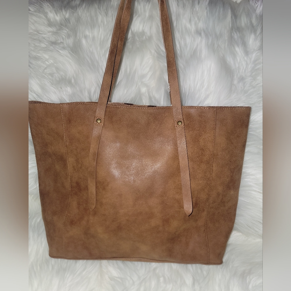 T-Shirt & Jeans Brown Patchwork Tote - Picture 3 of 5